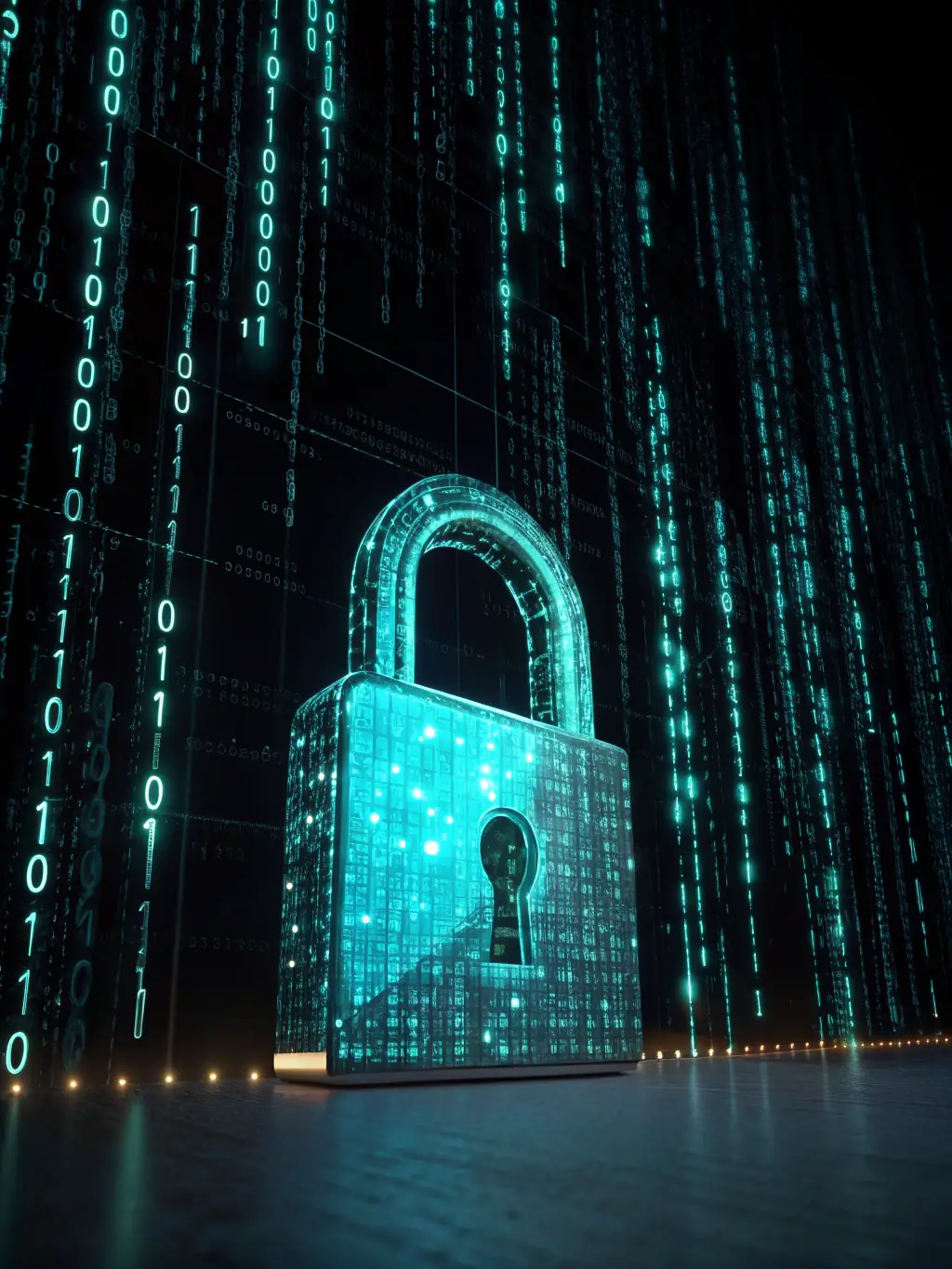 A padlock icon integrated into the code of a web application, symbolizing secure coding practices and data protection measures implemented by ART Media Solutions.