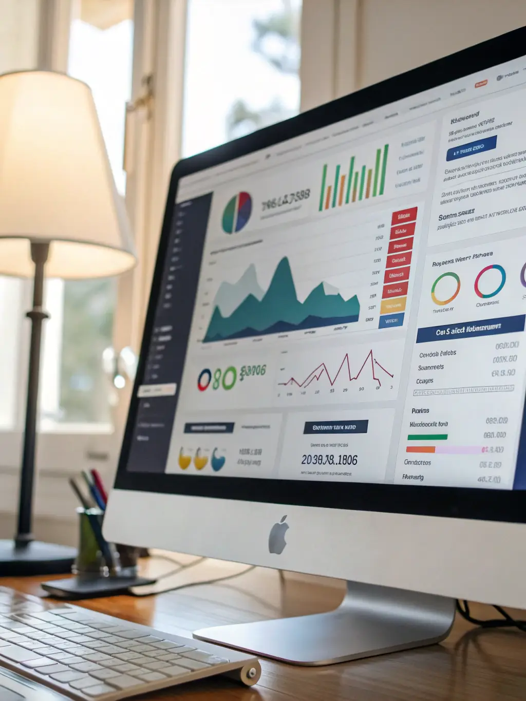 A detailed image of a customizable dashboard interface, showcasing real-time analytics and key performance indicators (KPIs) relevant to digital marketing campaigns, such as website traffic, conversion rates, and social media engagement.
