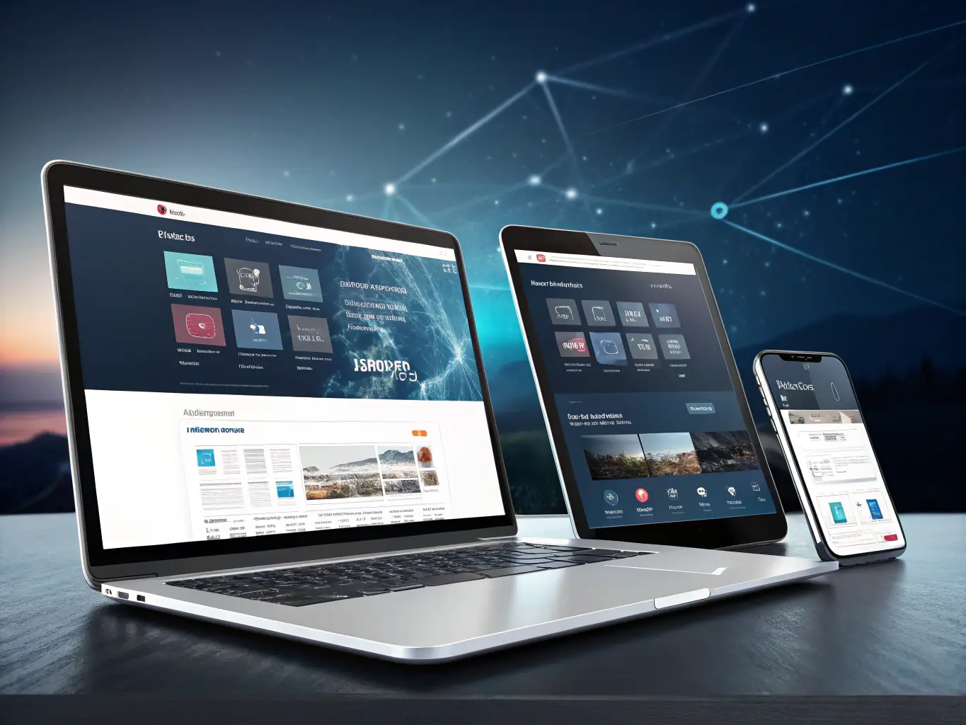 A digital illustration showcasing a user interface being tested on multiple devices (desktop, tablet, smartphone), highlighting the importance of cross-platform compatibility and quality assurance in the development process.