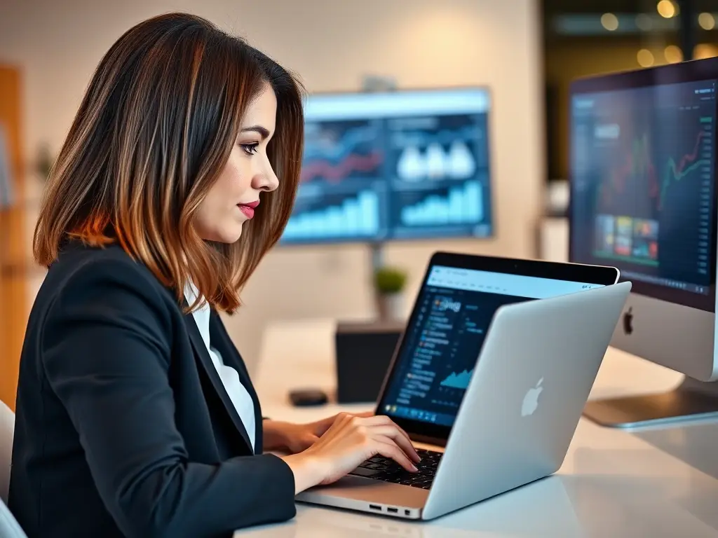 An image illustrating a clear decision-making process with AI insights, showing charts and graphs that represent data-driven strategies for a digital marketing agency.