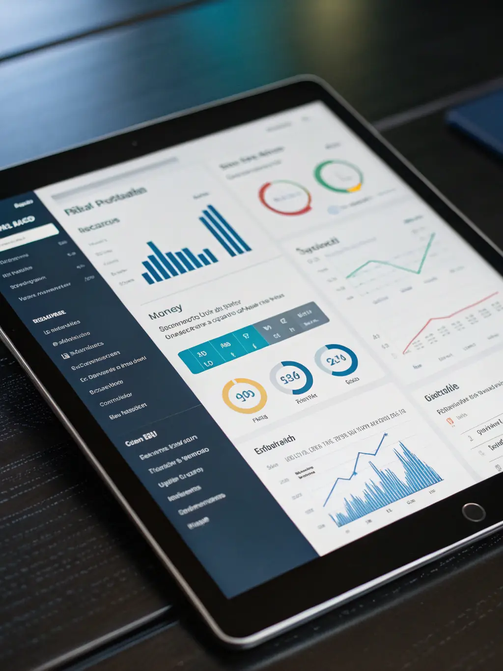 A clean, modern interface of a web application on a tablet, showcasing responsive design principles with adaptable layouts and clear navigation, used in the context of ART Media Solutions' web app development services.