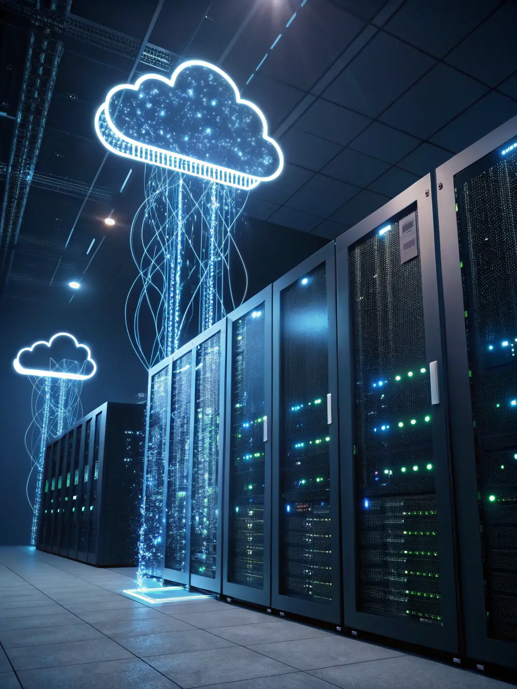 An illustration of a scalable server architecture, demonstrating the ability of ART Media Solutions' web apps to handle increasing traffic and data loads efficiently.