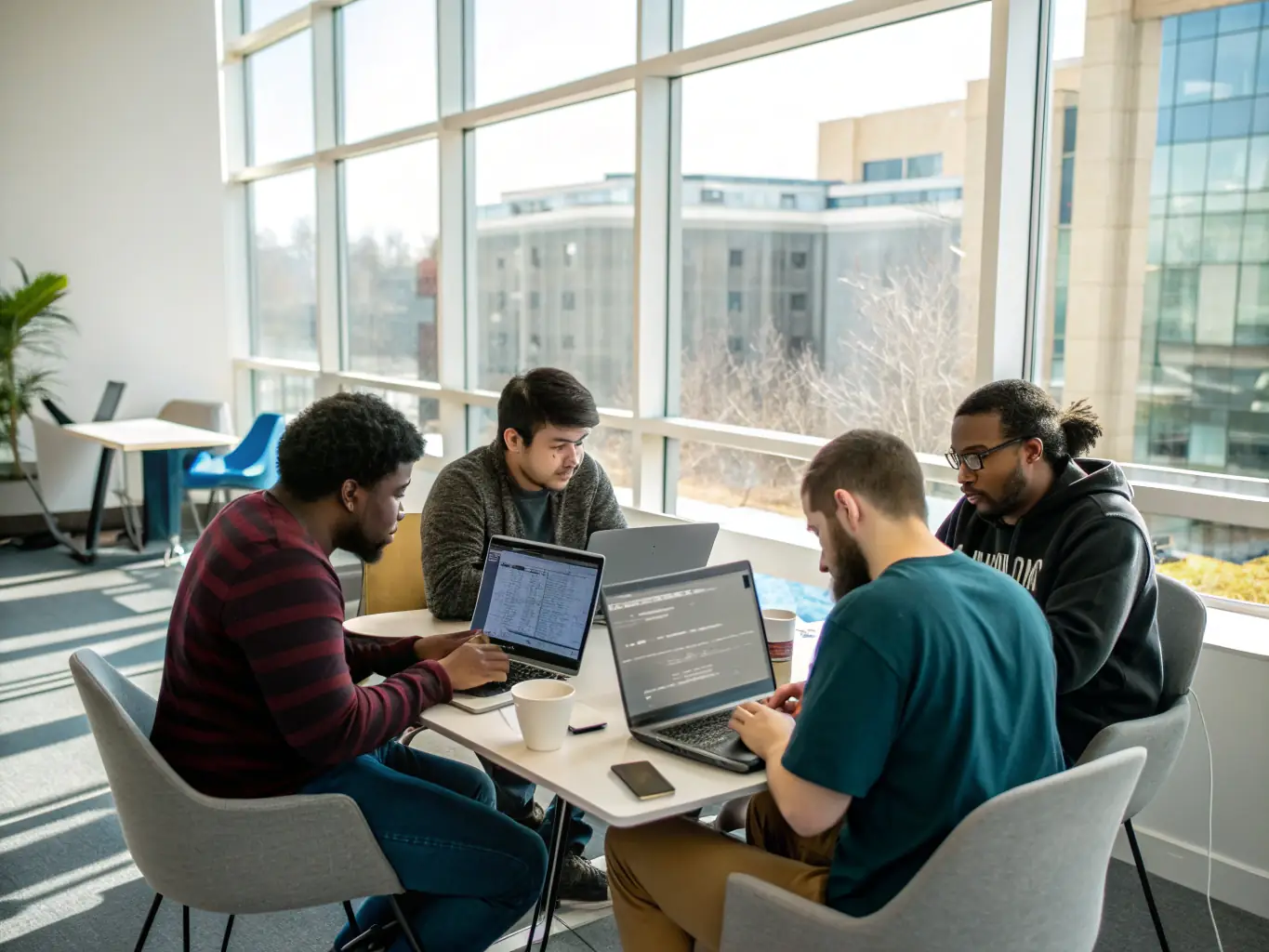 A photograph depicting a diverse team of software developers engaged in a sprint planning meeting, using sticky notes on a whiteboard to map out tasks and timelines, reflecting the collaborative and iterative nature of agile development.