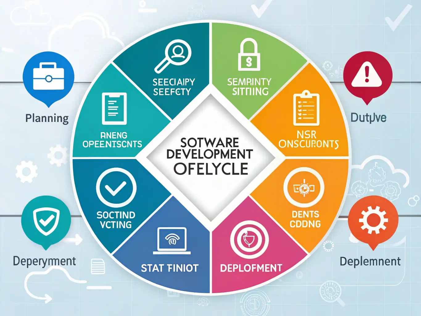 A visual representation of a software development lifecycle, highlighting the optimization of each stage for maximum efficiency and effectiveness.