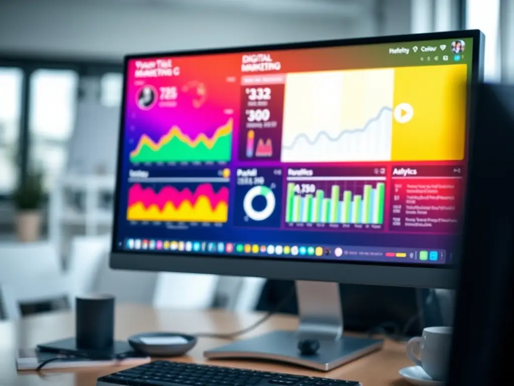 A dashboard displaying real-time data analytics from various marketing channels, integrated into a single operational system for easy monitoring and reporting.