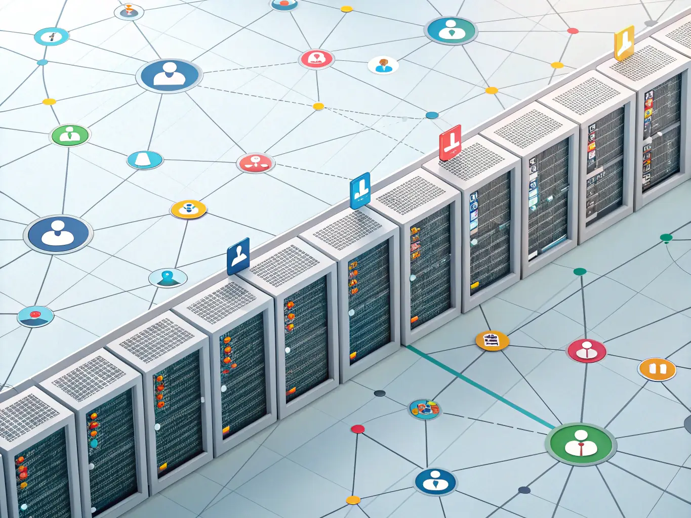 An illustration showing a database structure expanding seamlessly, representing scalability and the ability to handle growing data volumes.